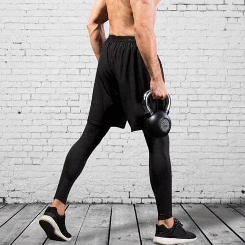 Mens leggings Fake Two Pieces Compression Training Pants Shorts And Leggings Sportswear Gym Fitness Tight Sports Trousers