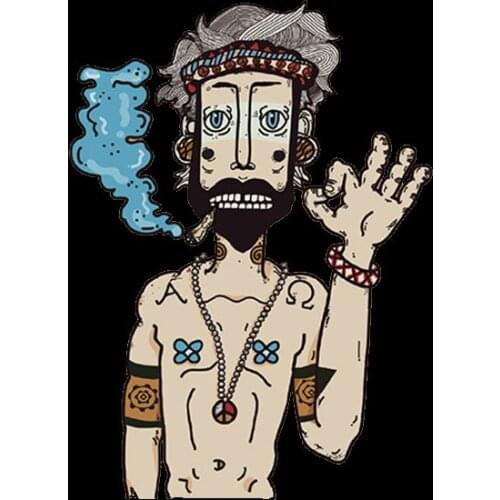 Street smoking tramp Anime Heat Transfer Patches Stickers Thermal Patches Cartoon Iron-on Applique Diy Patch For Men Women