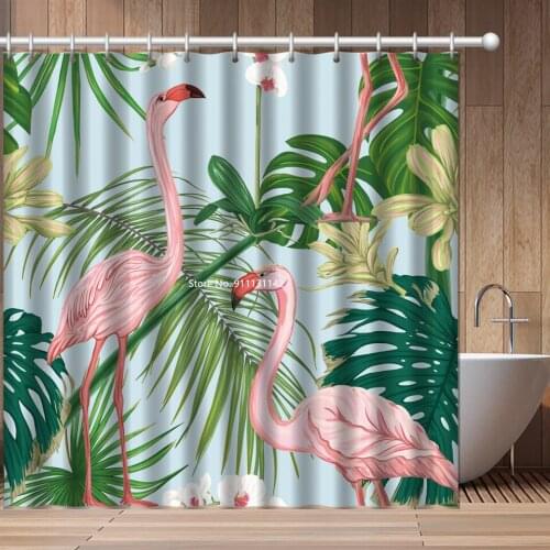 New Cartoon Flamingo Digital Print Shower Curtain 3D Decorative Bathroom Multi-functional Partition Waterproof Shower Curtain