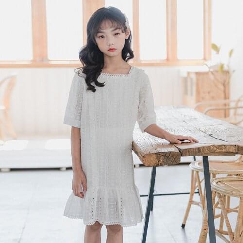 New Arrival 2020 Summer Girls Dresses Baby Girls Cotton Fashion Hollow-carved Dresses Elegant Princess Dresses for Girls, #8336