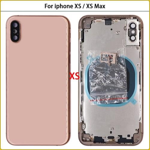 New XS Full Housing Case For iphone XS Max Glass Battery Cover Door Back Cover Middle Frame Chassis Sim Tray Side Key Replac