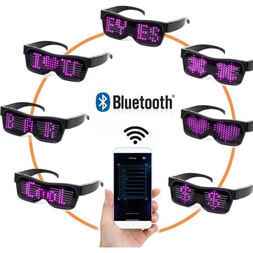 Pink Bluetooth APP Control LED Glasses for Flashing -Display Messages, Animation, DJ holiday party birthday childrens toy gift
