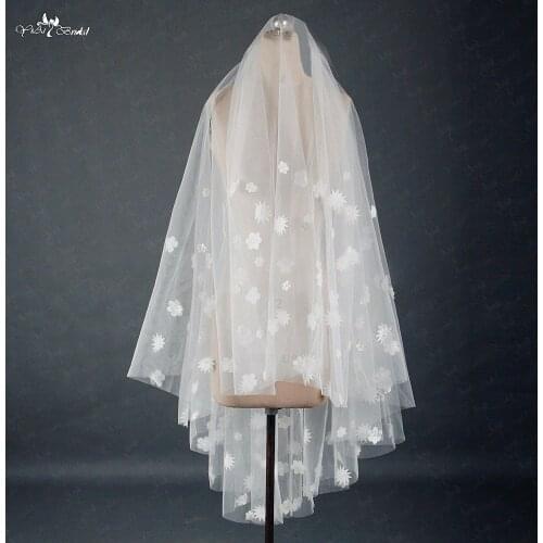 RSV52 Yiaibridal Elegant Comb Applique Flowers Wedding Short Wedding Veil Two Layer