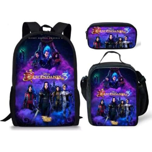 New Hot Descendants 3PCS School Bag Set School Backpack for Teenagers Boys Girls Student Travel Book Bag Schoolbags for Gifts