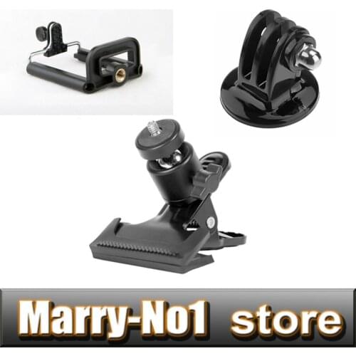 3 in 1 Mini Standard Ball Head With Clip Clamp + Cellphone holder and tripod mount adapter For cell phone Gopro Hero HD1 2 3