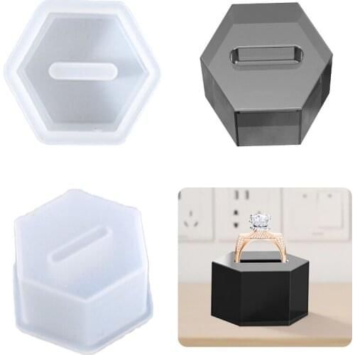 Diy Ring Jewelry Storage Box Molds Silicone Epoxy Resin Molds Glossy Silicone Mold for Agate Resin Coasters Cup Mats