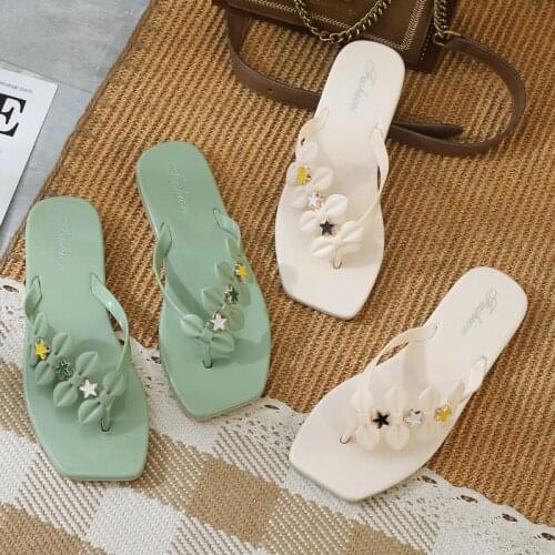 Summer Clip Toe Bow Women Flip Flops Plat Soft Comfortable Ladies Slippers Square INS Style Outdoor Female Sandals Square Shoes