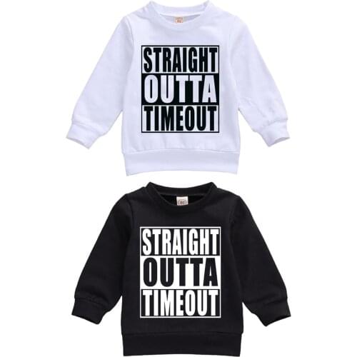 Spring Autumn Baby Boy Girls Letter Print Sweatshirt Toddler Kids Long Sleeve Warm Black White Pullover Sweatshirts Tops 0-24M