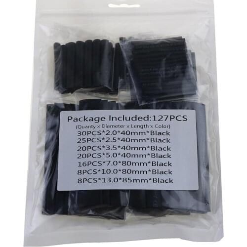 127PCS black environment-friendly flame retardant heat shrinkable tube package package