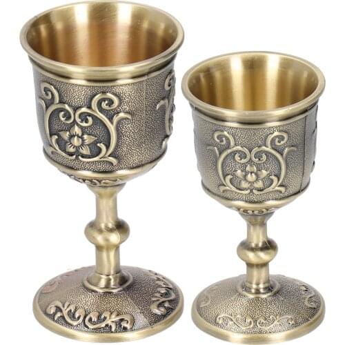 Bronze Wine Cup Vintage Goblet Embossed European Royal Chalice Whiskey Drink Party Supplies Creative Home for Drinking