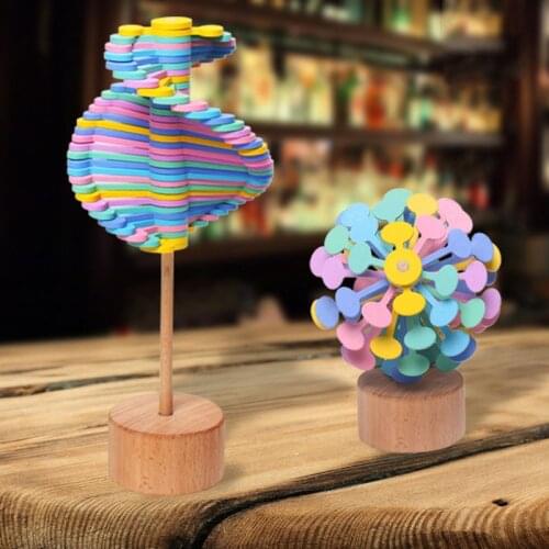 Rotary Bar Wooden Relief Spin Lollipop Fibonacci Sequence Decorative Props Diy Creative Stress Relief Toy