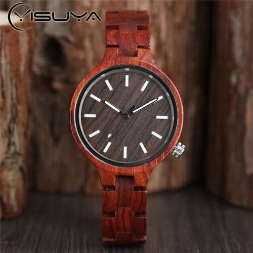 YISUYA Fashion Natural Casual Wood Bamboo Wooden Simple QuartzWatches Ladies' Bracelet Clasp Analog Women Gift Clock Relojes