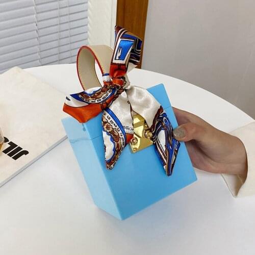 Luxury designer handbags for women 2021 new Square box Makeup bag fashion scarves Small suitcases Acrylic Womens party clutch