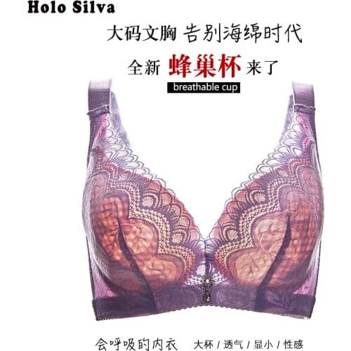 Plus Size Embroidery Bras For Women Sexy Lace Bralette Push Up Brassiere Big Size Bra Female Cotton Underwire BH Ultra-thin Bras