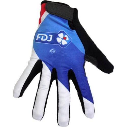 Winter Fleece Thermal 2016 FDJ Team 2 COLORS One Pair Full Finger Cycling Jersey Gloves MTB Road Mountain Gel Gloves