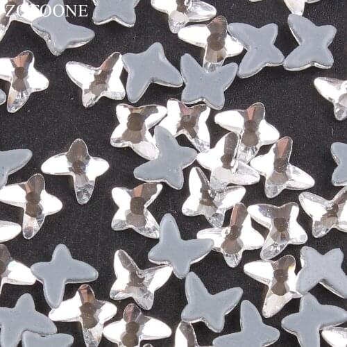ZOTOONE 50pcs 6*5.2mm Butterfly Rhinestones Nail Art Decorations Rhinestones Glass on Clothes Hotfix Crystal Applique Manicure E