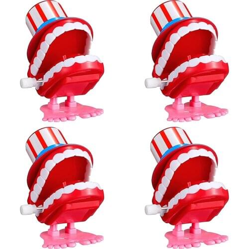 1Pcs Funny Clockwork Chattering Teeth Toy for Party Wind Up Walking Teeth Desktop Toys with Hat