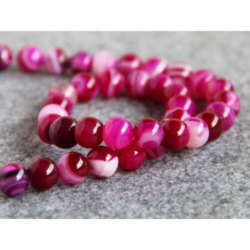 10mm Rose red stripe Onyx beads Round DIY chalcedony Loose 15" 2pc/lot Jewelry making design wholesale