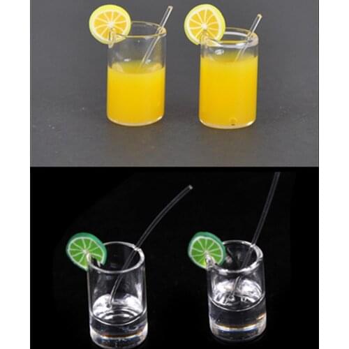 2pcs Dollhouse Lemon Water Cup Dollhouse Mini Lemon Water Cup Miniature Dollhouse Accessories Cups Furniture Toy