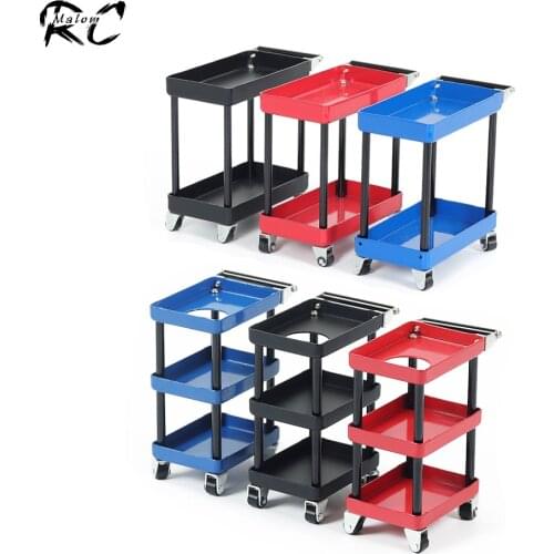 2 Tiered 3 Tiered Rolling Metal Handy Cart RC Car Garages Decoration PIT STOP Tool Trolley for 1:10 RC Crawler Scale Accessories