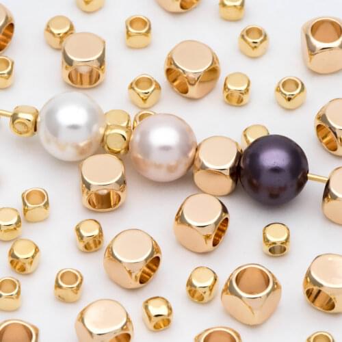 20pcs Gold Cube Spacer Beads 5mm, Real Gold Plated Brass Faceted Round Beads, Lead Nickel Free (GB-086-5)