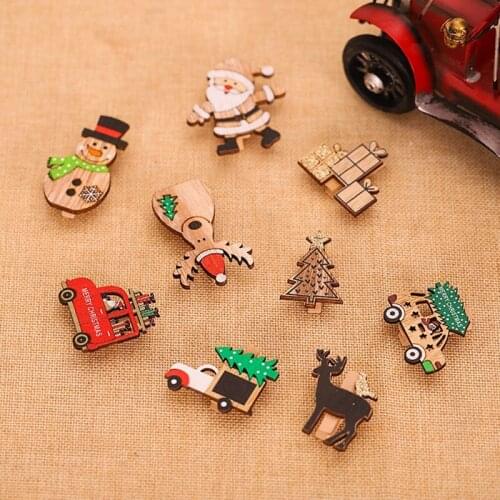 6PCS Christmas Theme Small Wooden Clips Mini Santa Claus /Car/ Snowman/ Elk Shaped Wooden Clothespin Photo Craft Clips