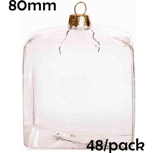 Free Shipping DIY Paintable Clear Christmas Ornament Decoration, 80mm Glass Square, 48/Pack
