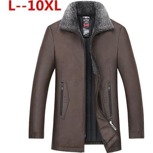 Plus size 10XL 9XL 8XL 6XL Mens Genuine Leather Down Coat Men Lambskin Biker Winter Warm Leather Coat Big large size loose