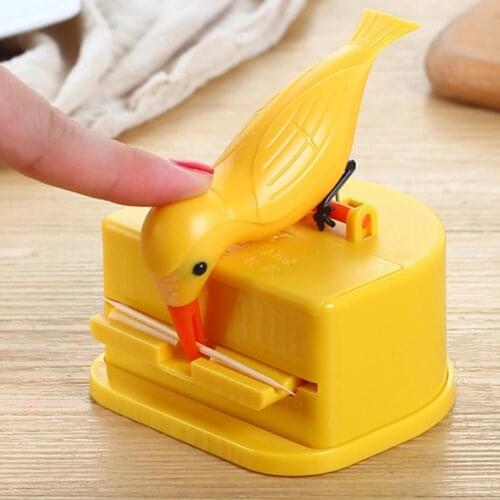 Cartoon Small Bird Toothpick Container Press Toothpick Dispenser Storage Box Automatic Push-type Household Toothpick Holder