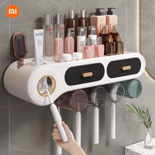 Xiaomi Adsorption Inverted Toothbrush Holder Automatic Toothpaste Squeezer Dispenser Storage Rack Bathroom Accessories