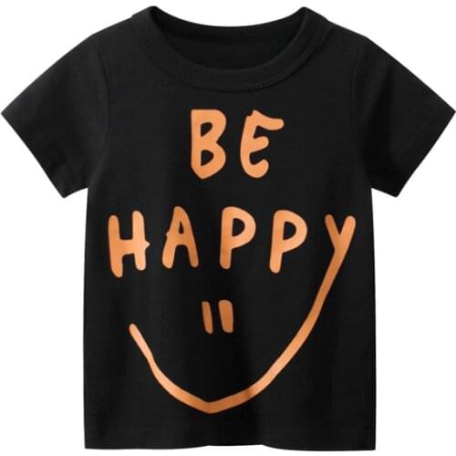 2-8 Y Baby Cotton T Shirts 2021 Fashion New Boys Girls Letters Smiley Print T-shirts Casual Cotton Kids Tee Shirts Child Clothes