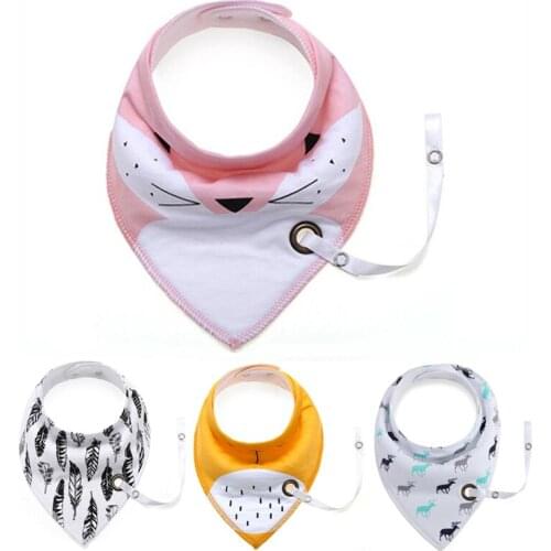 Baby Bibs Triangle Cotton Cartoon Child Infant Feeding Towel Bibs Bandana Saliva Towel For Newborn Baby Kids Bib Anti-drop Rope