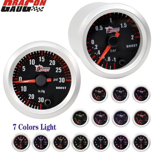 Dragon 2" 52mm 7 Color Blacklight Car Turbo Turbine Stepper Motor Boost Gauge Turbin Bar And Psi Meter Free Shipping