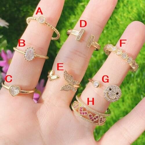 10 Piece Mix shape Zircon rings Mix color zircon rings accessories Gold color jewels rings women party ring Zircon rings 51726