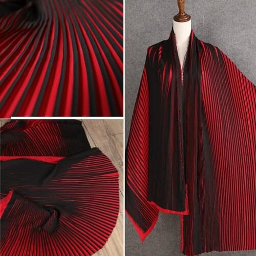 Reddish Black Ruffled Pleated Chiffon Fabric Solid For Dress Clothes Materials,by the Meter