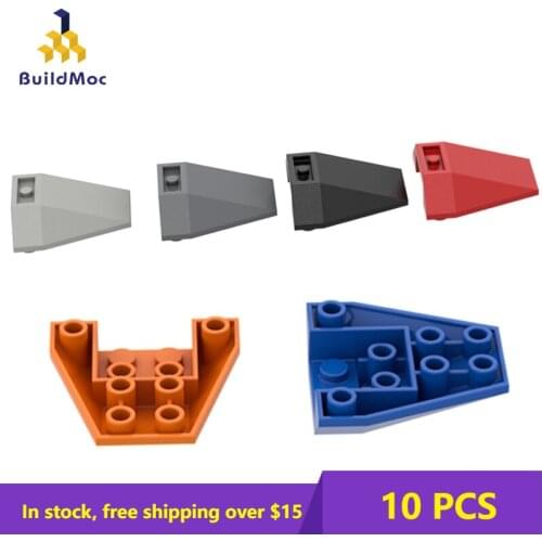 10PCS MOC Bricks Compatible Assembles Particles 4855 4x4 reverse slope brick Building Blocks Parts DIY Educational Gift Toys