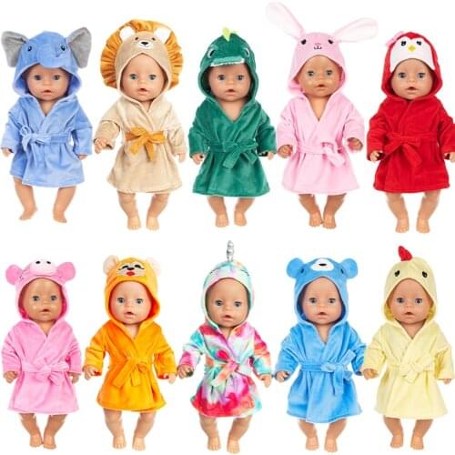 Doll Bathrobe Cartoon Outwear For Reborn Baby Dolls Clothes Nightgown