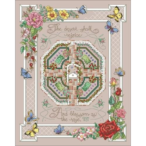 Rose garden cross stitch kit flower design cotton silk thread 18ct 14ct 11ct linen flaxen canvas embroidery DIY needlework