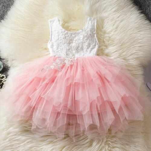 Princess Kids Baby Fancy Wedding Dress Sleeveless Sequins Party Dress For Girl Tutu Tulle Back Hollow Out Party Formal Dresses