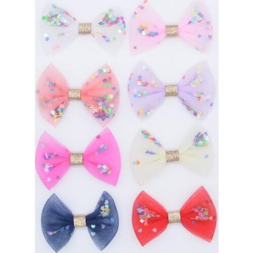 8Pcs Filling Glitter Sequins Bow Tie Appliques Mesh & Chiffon Patches for Bohemian Style Clothes Hat Sewing Supplies Decor H11