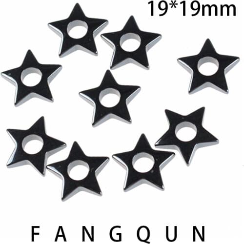 Natural stone Hematite Black Pentagram Pendant 19*19mm Bead Non-Magnetic Charm Jewelry DIY Necklace accessories For Women Men