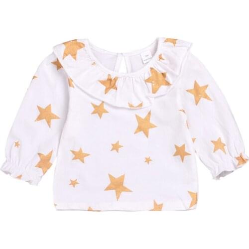 New Fashion Baby Girl Summer Clothes Long Sleeve Star Print T-Shirt Spring Kids Princess Shirts Tee Tops