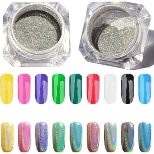 New 2 Box Shiny Nail Holographic Powder Rainbow Nails Glitter Dust Chrome Pigment Manicure Pigments Nails Art Decorations