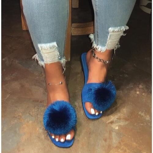 2020 New Ladies Slippers Sexy Slippers Handmade Roman style Fashion Open Toe Furry Slippers Beautiful Colors Indoor And Outdoor