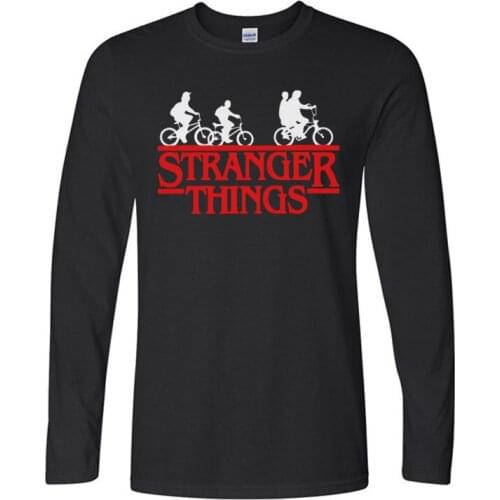New Arrival EU Size 100% Cotton Stranger Things T Shirt TV Show Third Season Long Sleeve O Neck Men Original Tshirt Tops Tee
