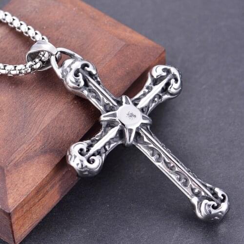 Necklaces for Women Hip Hop Christian Cross Pendant Crucifix Jesus Male Stainless Steel Jewelry