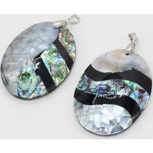 Natural Shell Pendant Fashion Oval Temperament Pendant for Jewelry Making DIY Necklace Earring Accessories Unisex Gift 38X50mm