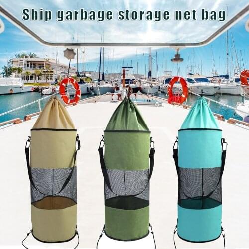 Boat Trash Bag Portable Outdoor Mesh Trash Bag with Drawstring Breathable Storage Bag JW