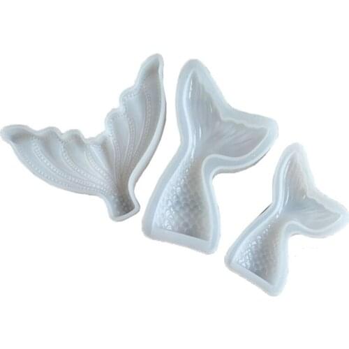 Crystal Fish Tail Epoxy Mold Mer-maid Tail Small Large Resin Casting DIY Silicone Mer-maid Mold Kit Cake Decoration U90F