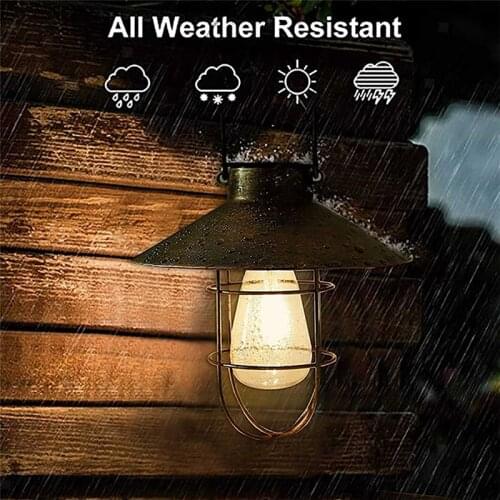 Retro Iron Solar Lantern with Shepherd Hook Outdoor Solar Hanging Lanterns LED Garden Lights lamp Waterproof for Pathway J2Y